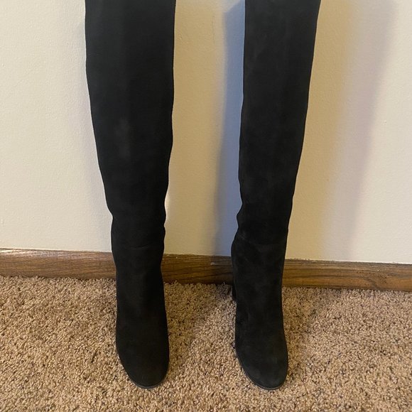 Tall Black Stuart Weitzman Suede Boots, Size 8 - Picture 2 of 11